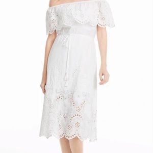 White House Black Market off the shoulder eyelet dress, Size XXS